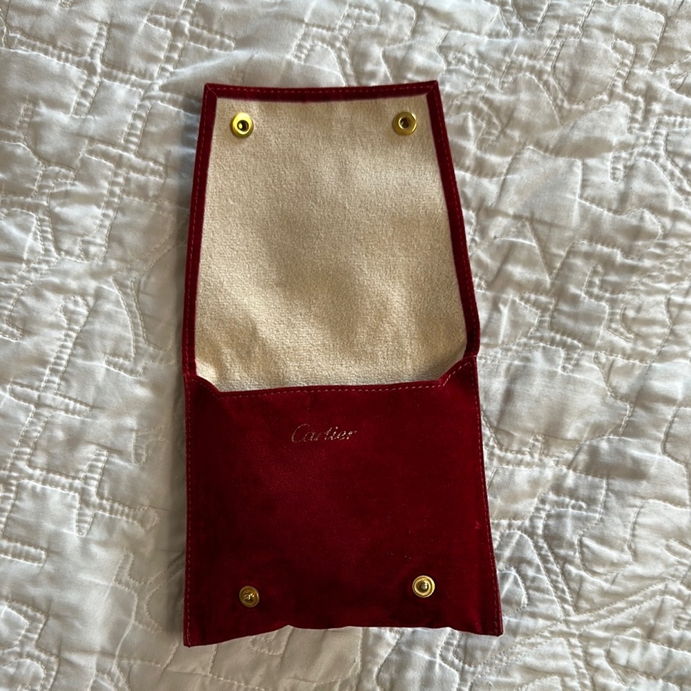 Cartier Burgundy and Cream Velvet Pouch
